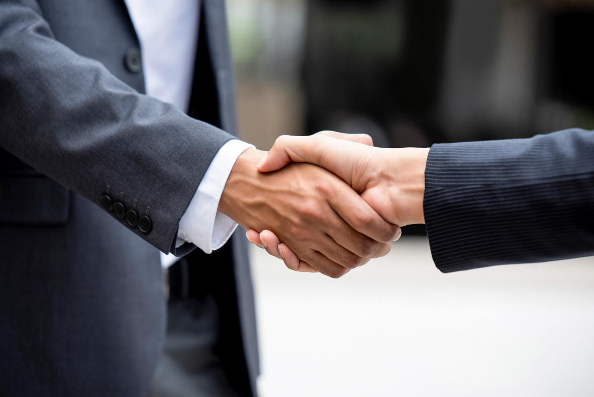 Businessman Making Handshake with Partner